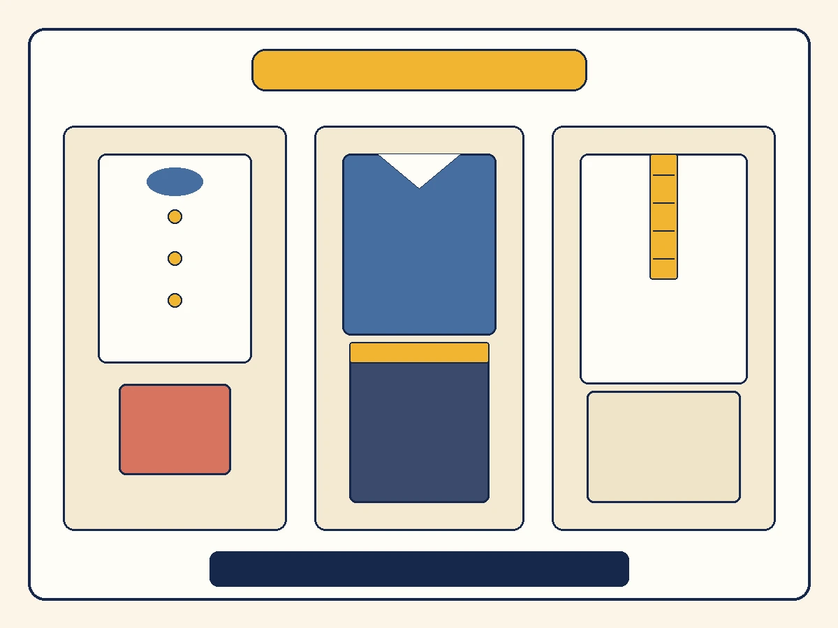 Flat-lay of newborn suit, boys' casual outfit and kurta shalwar on neutral background